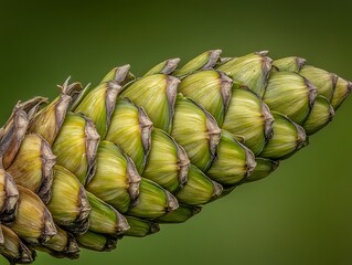 An Extreme Close-Up of a Pine Cone's Spiral with a Natural, Geometric Detail and Forest Tones