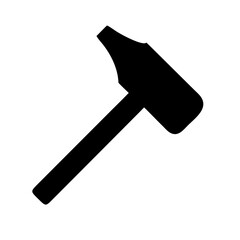 Find black hammer vector icon illustration for construction tool and repair equipment design needs