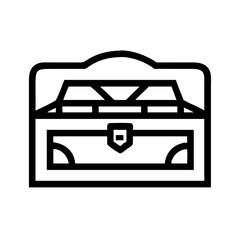 Treasure chest filled with gold bars vector icon illustration for graphic design asset needs