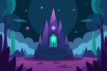Fototapeta premium cradle of the multiverse forest vector illustration background