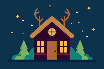 cottage of the celestial fawn vector illustration background