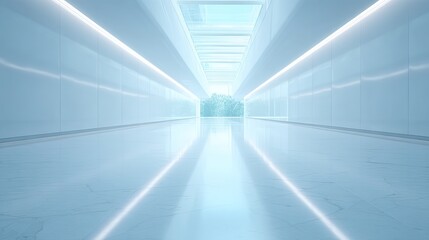capturing world of educational institutions this minimalistic image depicts sleek hallway with clean lines and natural