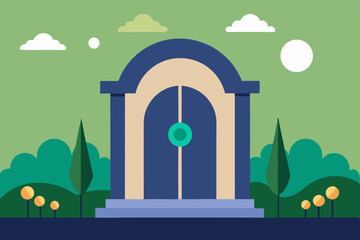 portal in the garden of time vector illustration background