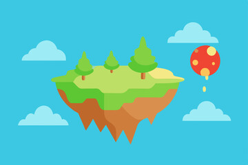 soft painted world of floating islands UHD vector illustration background