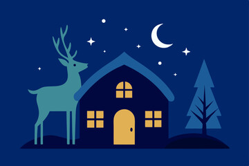 Fototapeta premium cottage of the celestial fawn vector illustration background