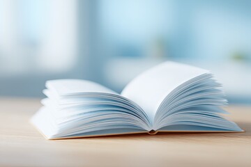 Fototapeta premium close-up of open textbook on classroom desk minimalistic composition with ample copy space for text