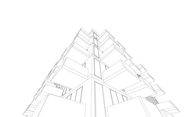 Abstract modern architectural 3d illustration