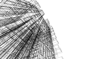 Abstract modern architectural 3d illustration