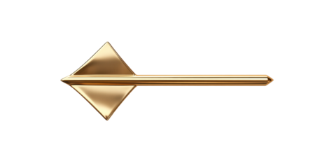 Elegant gold arrow with geometric shape and polished smooth metallic surface