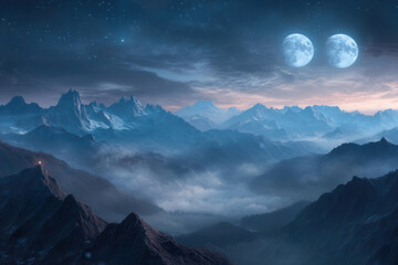 Double Moons Over Misty Mountains