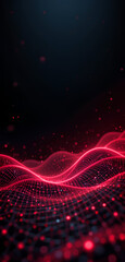 Red AI Data Background with Smart Particle Network

