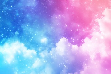 Fototapeta premium Pastel Sky with Dreamy Clouds and Stars
