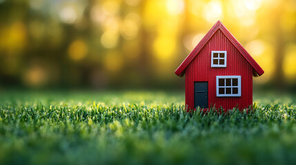 Minimalistic symbol of homeownership in a bright modern setting with caption space&mdash;evoking security, new beginnings, stability, and the dream of personal space and independence.
