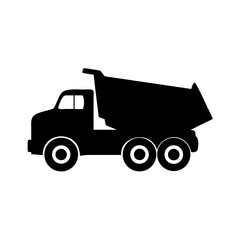 Fototapeta premium Dump truck vector graphic illustration black silhouette construction vehicle heavy equipment design icon 90