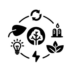 Sustainable energy cycle illustration featuring renewable resources and eco friendly icons