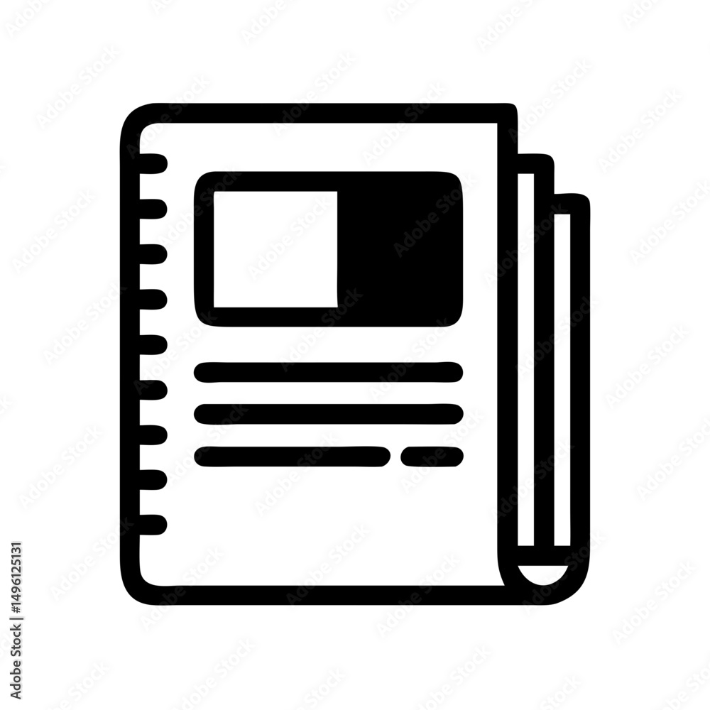 Poster vector illustration of a notebook with spiral binding and additional pages icon design