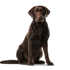 Adorable Chocolate Labrador Retriever Sitting and Gazing at Camera - Transparent Background