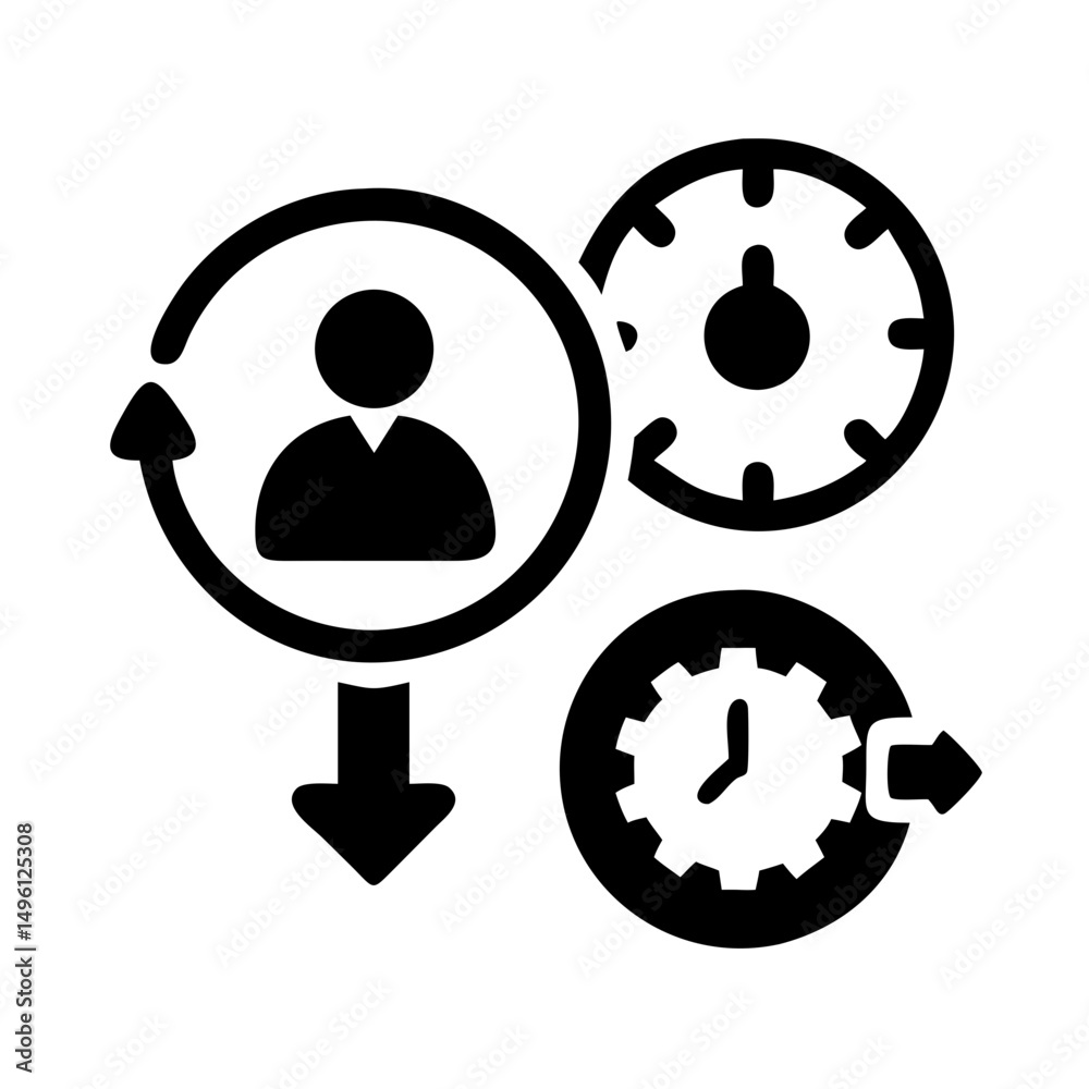 Poster human resources time management workflow automation process efficiency productivity cycle clock arro