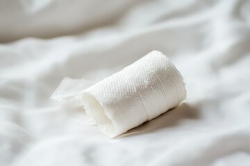 Fototapeta premium Bandage roll resting on a soft surface