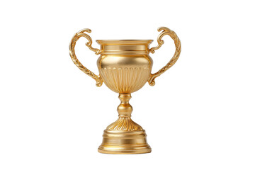 PNG Golden trophy cup with ornate handles isolated on white background