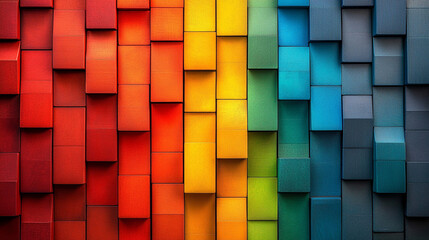 Fototapeta premium Shiny metallic colorful cubes form an abstract 3D geometric pattern, symbolizing modernity, innovation, structure, complexity, and vibrant energy in a sleek futuristic design. 