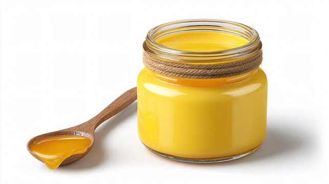 Pure Desi Ghee Mataki on White Background - Authentic Indian Dairy Product
