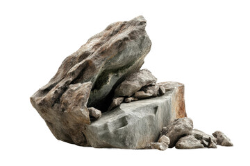 PNG Realistic large rock formation with smaller stones