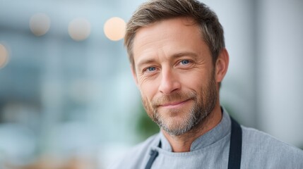 Fototapeta premium portrait of waiter with blurred background