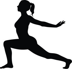 Fototapeta premium Flexible Female Silhouette in Yoga Pose – Minimalist Black and White Stretching Art