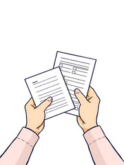 Fototapeta premium Vector illustration of the concept of hands holding voting ballots or test forms