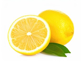 Fresh Yellow Lemon Fruit Isolated on White Background