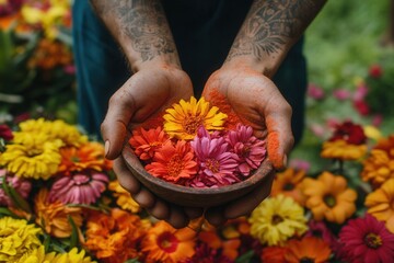 Vibrant Floral Display in Hands