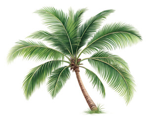 Tropical Green Palm Leaves, Realistic Coconut Palm Foliage PNG, Transparent Background