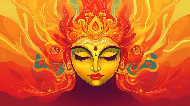 Vibrant depiction of a deity with intricate details. - Powered by Adobe