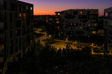 Obraz premium New houses construction in Europe. Residential district at night