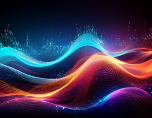 vibrant banner for a music production festival with immersive digital waves