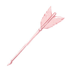 Artistic Arrow with a Hand Drawn Style in Pastel Pi Isolated on Transparent Background