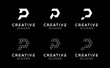 Set of Letter P logo design templates. Modern isolated Letter P symbols for brands and technology