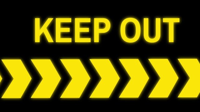 A visually strong 'Keep Out' caution graphic marked with chevrons and black-yellow tones to indicate restricted fairground zones