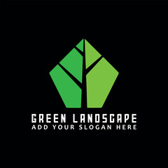Fototapeta premium lawn care and green landscape logo design vector