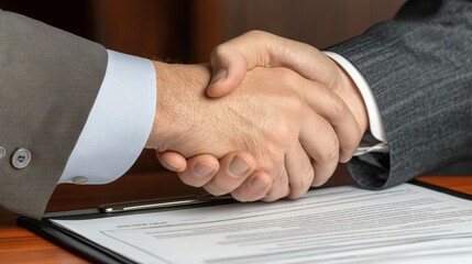 Obraz premium Handshake Between Businesspeople in Formal Suits