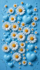 daisies on blue background