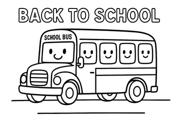Cute School Bus Cartoon Coloring Page for Kids – Back to School Printable