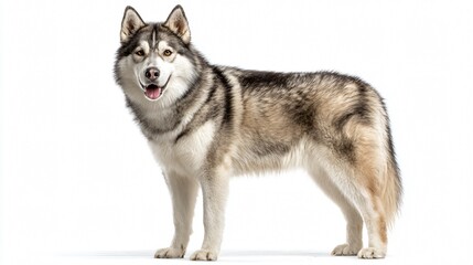Beautiful Siberian Husky Dog Poses Isolated on White Background for Stunning Professional Portraits
