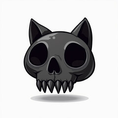 Black Cat Skull with Pointed Ears and Sharp Hollow Sockets