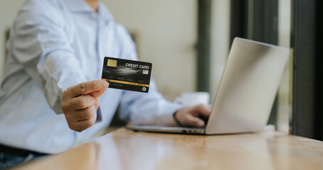 Online Payment with Credit Card and Laptop
