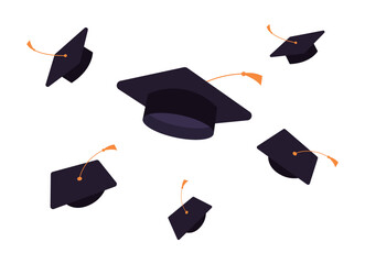 Set Graduation Hat Icons