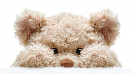 Cute Teddy Bear Peeking Hiding Eyes Isolated on White Background