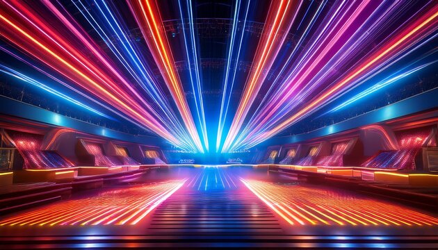 lively and colorful game show backdrop filled with bright lights and dynamic patterns creating an exhilarating visual experience that captivates and energizes the audience