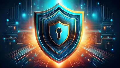 a vibrant illustration of a shield with a lock symbolizing security and protection in a digital world ideal for conveying concepts of cybersecurity and online safety